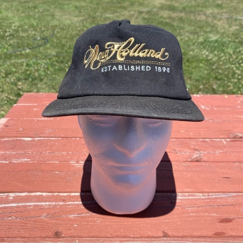 Vintage New Holland 100th Anniversary Hat K Products Snap Back Black Gold